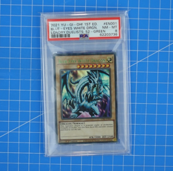 2021 Blue Eyes White Dragon 1st Edition GREEN LDS2-EN001 Yugioh Card PSA 8 - Image 2