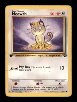 MEOWTH 56/64 C JUNGLE POKEMON 1ST EDITION MP - Image 1