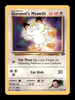 GIOVANNI'S MEOWTH 74/132 C GYM CHALLENGE POKEMON UNLIMITED NM/M - Image 1