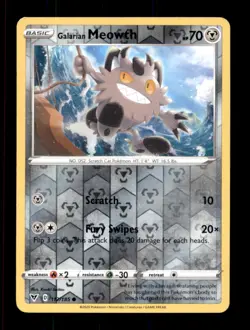 GALARIAN MEOWTH 112/185 C VIVID VOLTAGE POKEMON REVERSE HOLO NM/M - Image 1