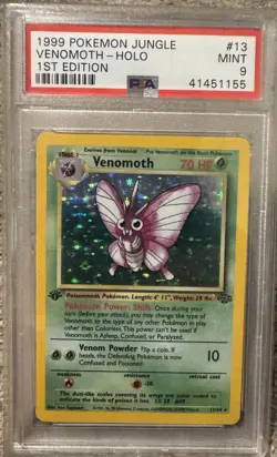 Pokemon 1999 Jungle Venomoth Holo 1st Edition PSA 9 13/64 English - Image 1