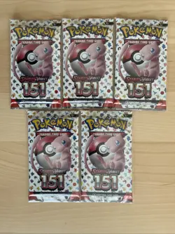 Pokemon TCG 151 Booster Packs 5X English Factory Sealed - Image 1