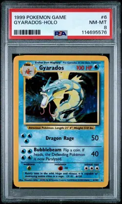 Pokemon Gyarados Base Set Holo Rare 6/102 PSA 8 1999 English NM-MT - Image 1