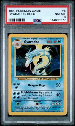 Pokemon Gyarados Base Set Holo Rare 6/102 PSA 8 1999 English NM-MT - Image 1