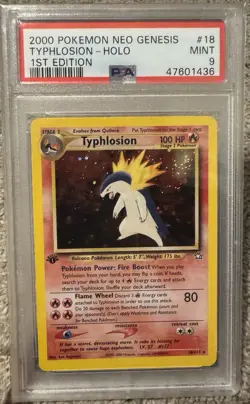 Pokemon 2000 Neo Genesis Typhlosion Holo 1st Edition PSA 9 18/111 English - Image 1