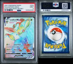 2021 POKEMON SWORD & SHIELD EVOLVING SKIES #204 FA/LEAFEON VMAX PSA 9 - Image 3