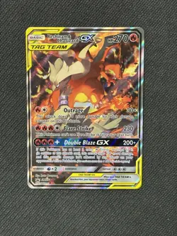 NM Reshiram & Charizard GX SM201 Alternate Art Promo Holo Pokemon Card - Image 1