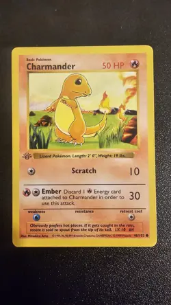 Pokemon Card - Charmander 1st Edition Base Set Shadowless 46/102 Grey Stamp - Image 1