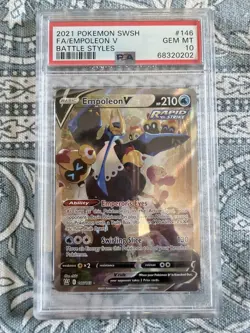 PSA 10 GEM MINT Empoleon V 146/163 Alt Art Battle Styles 2021 Pokemon Card Game - Image 1