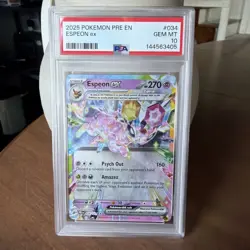 2025 Espeon ex 034/131 Prismatic Evolutions PSA Graded 10 Pokemon Trading Card - Image 1
