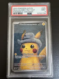 2023 POKEMON SVP POKEMON X VAN GOGH #085 PIKACHU WITH GREY FELT HAT PSA 9 - Image 1