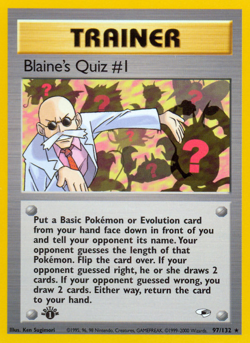 Blaine's Quiz #1 97/132 Rare Gym Heroes Pokemon Unlimited Moderately Played - Image 1