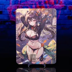 Hu Tao Waifu Trading Card Oversized Premium A6 Collectible Matte Board Spicy ACG - Image 1