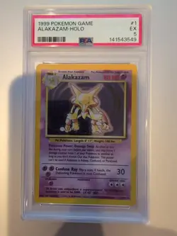 1999 POKEMON BASE SET UNLIMITED #1 ALAKAZAM-HOLO PSA 5 - Image 1