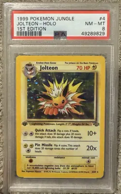 Pokemon 1999 Jungle Jolteon Holo 1st Edition PSA 8 4/64 English - Image 1