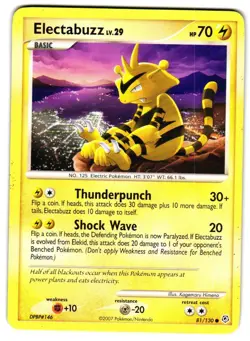 Pokemon Diamond and Pearl Electabuzz #81/130 LP Common - Image 1