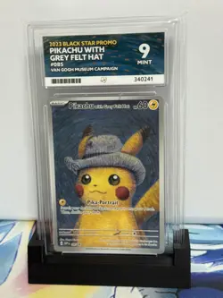 Pokemon Pikachu Grey Felt Hat SVP 085 Black Star Promo Graded Ace 9 MINT - Image 1