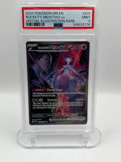 2025 POKEMON DRI SPECIAL ILLUSTRATION RARE #231 TEAM ROCKET'S MEWTWO EX PSA 9 - Image 1