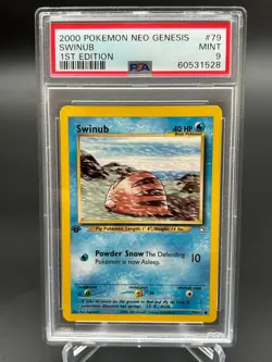 Pokemon 2000 Swinub 1st Edition Neo Genesis 79/111 WOTC PSA 9 - Image 1