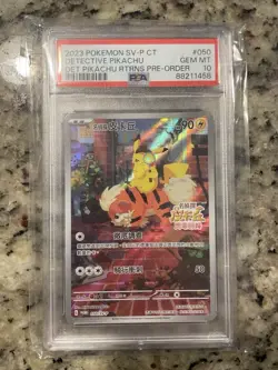 2023 Pokemon Traditional Chinese SV-P Promo Detective Pikachu 050 Chinese PSA 10 - Image 1