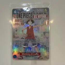 Bandai One Piece CCG Monkey.D.Luffy US Voyage Promo Holo Card 5000 Power P-055 - Image 1