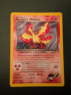 Rocket's Moltres 12/132 Holo Rare Gym Heroes Pokemon Card LP - Image 1