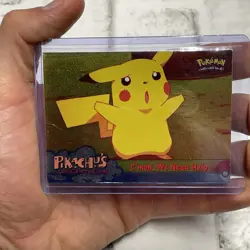 Pokemon Topps Holo Foil Card Pikachu's Vacation C'mon We Need Help #53 LP TCG - Image 1