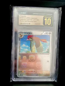 CGC 10 Pidgeotto 017 Master Ball Reverse Holo Japanese 151 Pokemon Card 9018 - Image 1