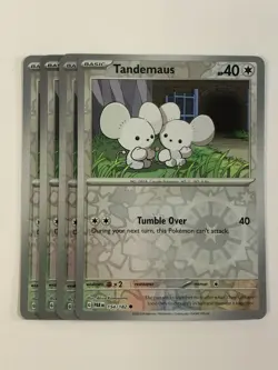 Pokemon TCG Paradox Rift 4x Playset Reverse Holographic Tandemaus 154/182 NM - Image 1
