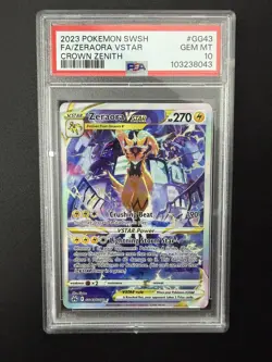 2023 POKEMON SWORD & SHIELD CROWN ZENITH #GG43 FULL ART/ZERAORA VSTAR PSA 10 - Image 1