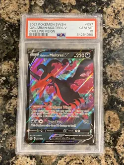 2021 Pokemon SWSH #097 Galarian Moltres V Chilling Reign PSA 10 - Image 1