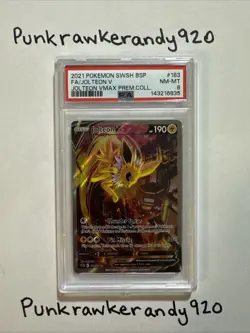 2021 POKEMON SWSH BLACK STAR PROMO #183 FULL ART/JOLTEON V PSA 8 - Image 1