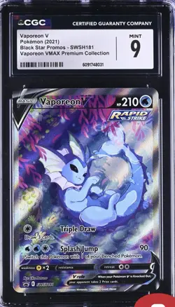 CGC 9 VAPOREON V SWSH181 BLACK STAR PROMO VMAX PREMIUM COLLECTION POKEMON MINT - Image 1