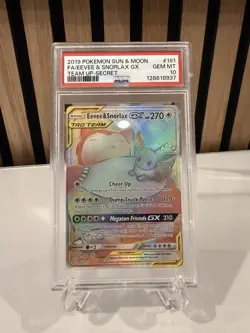 Pokemon Eevee & Snorlax GX 191/181 Sun & Moon Team Up Secret Rare PSA 10 Holo - Image 2