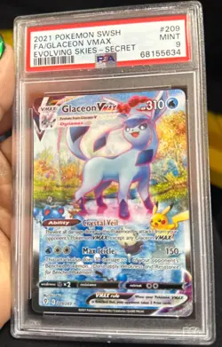 2021 POKEMON SWORD & SHIELD EVOLVING SKIES SECRET FULL ART/GLACEON VMAX PSA 9 - Image 1