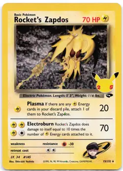 Rocket's Zapdos 15/132 holo Celebrations: Classic Collection LP - Image 1