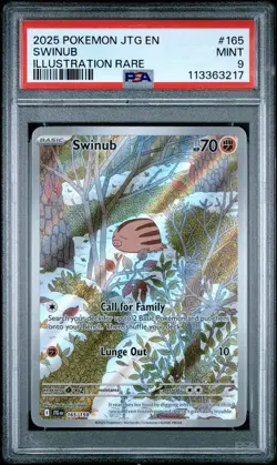 2025 Pokemon Journey Together # 165 Swinub Illustration Rare PSA 9 Card MINT! - Image 1