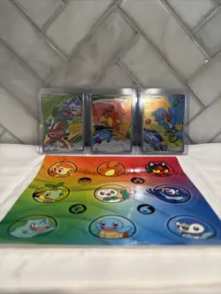 Pokemon First Partner Illustration Kanto Starters Promo Set x 3 Cards w/stickers - Image 1