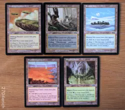 Set of 5 Urza's Saga Cycle Lands *NM* Old School (Magic Gathering MTG) Cycling - Image 1