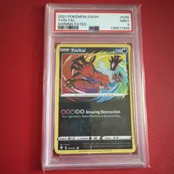2021 POKEMON SWORD & SHIELD SHINING FATES #046 YVELTAL PSA 9 - Image 1