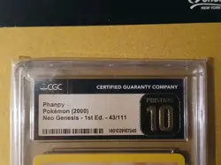 CGC PRISTINE 10 Pokemon Phanpy 43/111 2000 Neo Genesis 1st Edition ( RARE ) - Image 4