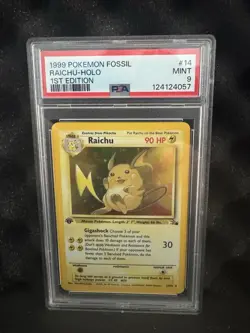 Raichu 1999 POKEMON FOSSIL RAICHU - HOLO 1ST EDITION Mint 9 PSA 14/62 - Image 1