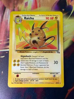 Raichu 29/62 LP-NM Rare Fossil 1999-2000 Pokemon TCG - Image 1