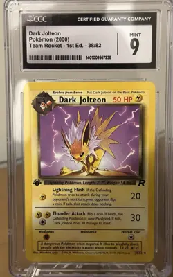 2000 Pokemon Team Rocket (1st Edition) #38 Dark Jolteon CGC 9 Mint - Image 1