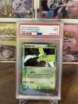 2003 POKEMON EX RUBY & SAPPHIRE #102 SCYTHER EX HOLO PSA 9 - Image 1