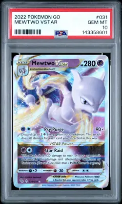 2022 Pokemon Go #031 Mewtwo Vstar PSA 10 - Image 1