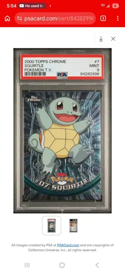 PSA 9 TOPPS CHROME SQUIRTLE #7 POKEMON 2000 T.V. - Image 1
