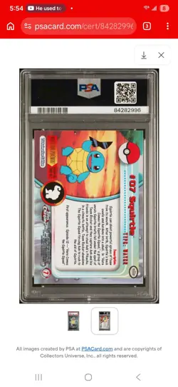 PSA 9 TOPPS CHROME SQUIRTLE #7 POKEMON 2000 T.V. - Image 2