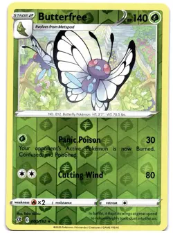 Butterfree 003/192 Pokemon TCG Sword & Shield Rebel Clash Reverse Holo MINT NM - Image 1
