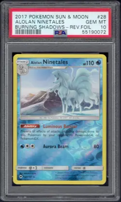 2017 Pokemon Alolan Ninetales Reverse Foil 28/147 PSA 10 (Burning Shadows) - Image 1